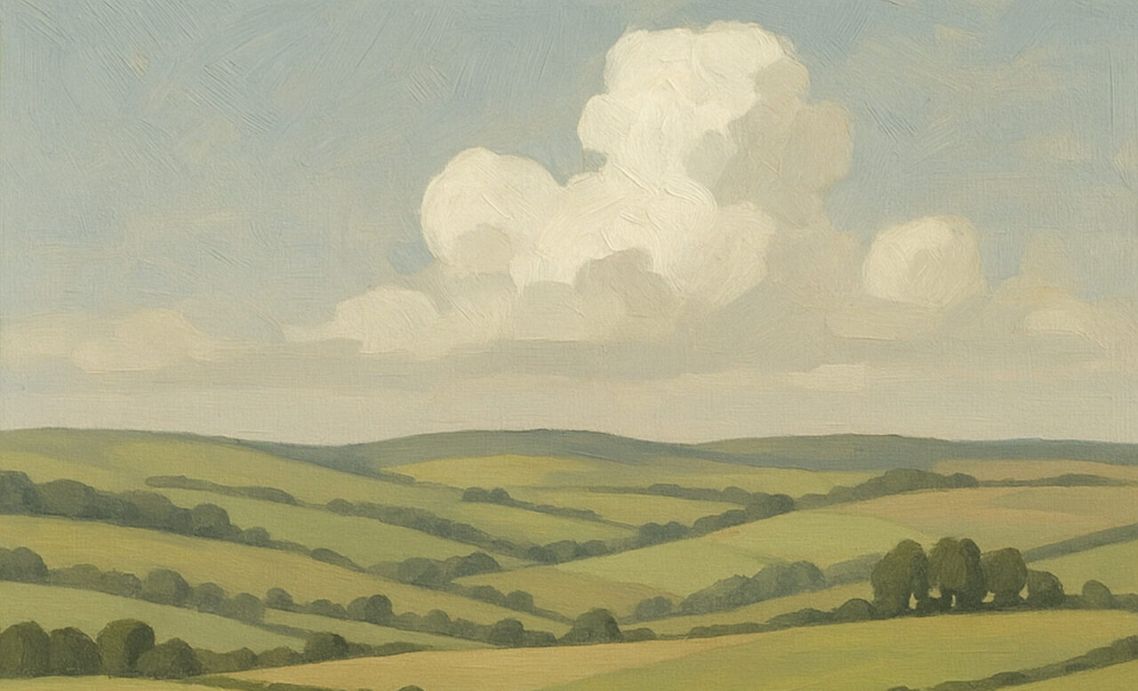 Oil Paint Style Image of a typical Scottish Country side view